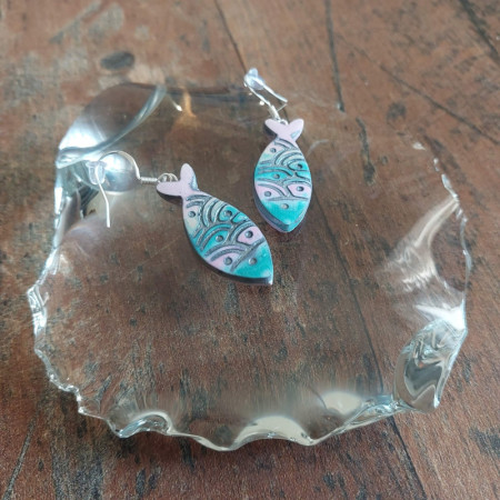 11/25 Náušnice na afroháčku 3x1cm (anti-allergic earrings 3x1cm) 120,- Kč
